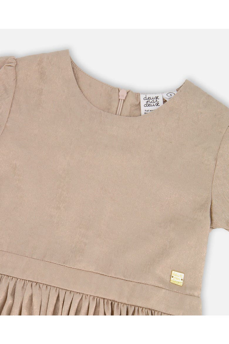 Short Sleeve Dress with Pleated Skirt, Alternate, color, Light Caramel