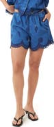 Habitual Seashell Scalloped Eyelet Hem Shorts