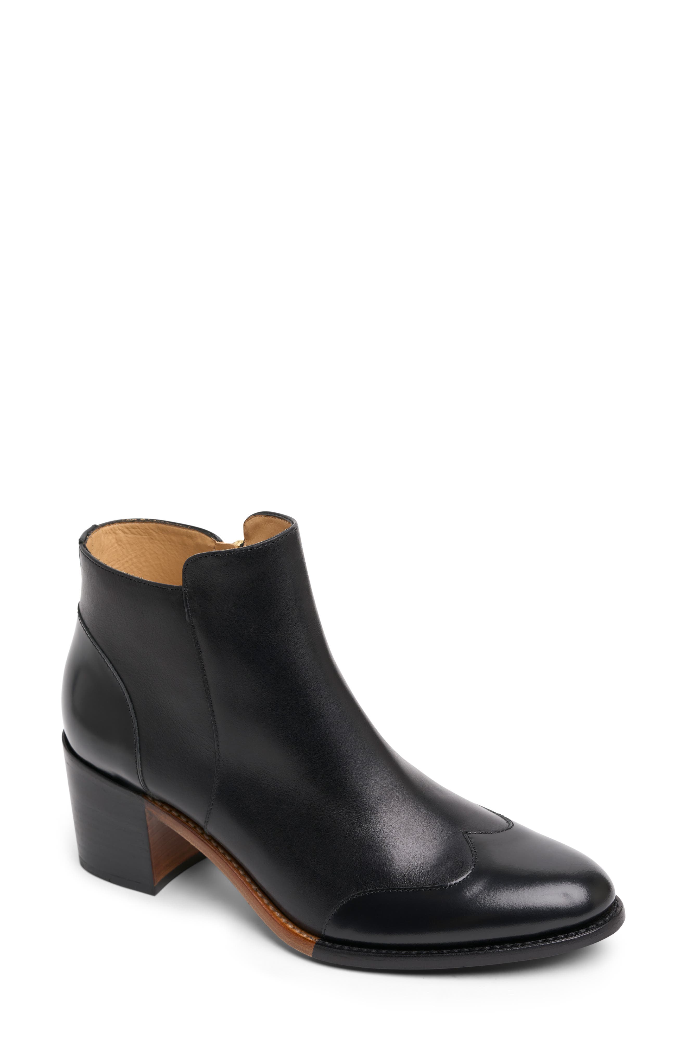 The Office of Angela Scott Miss Rosario Wingtip Bootie, Main, color, Black On Black