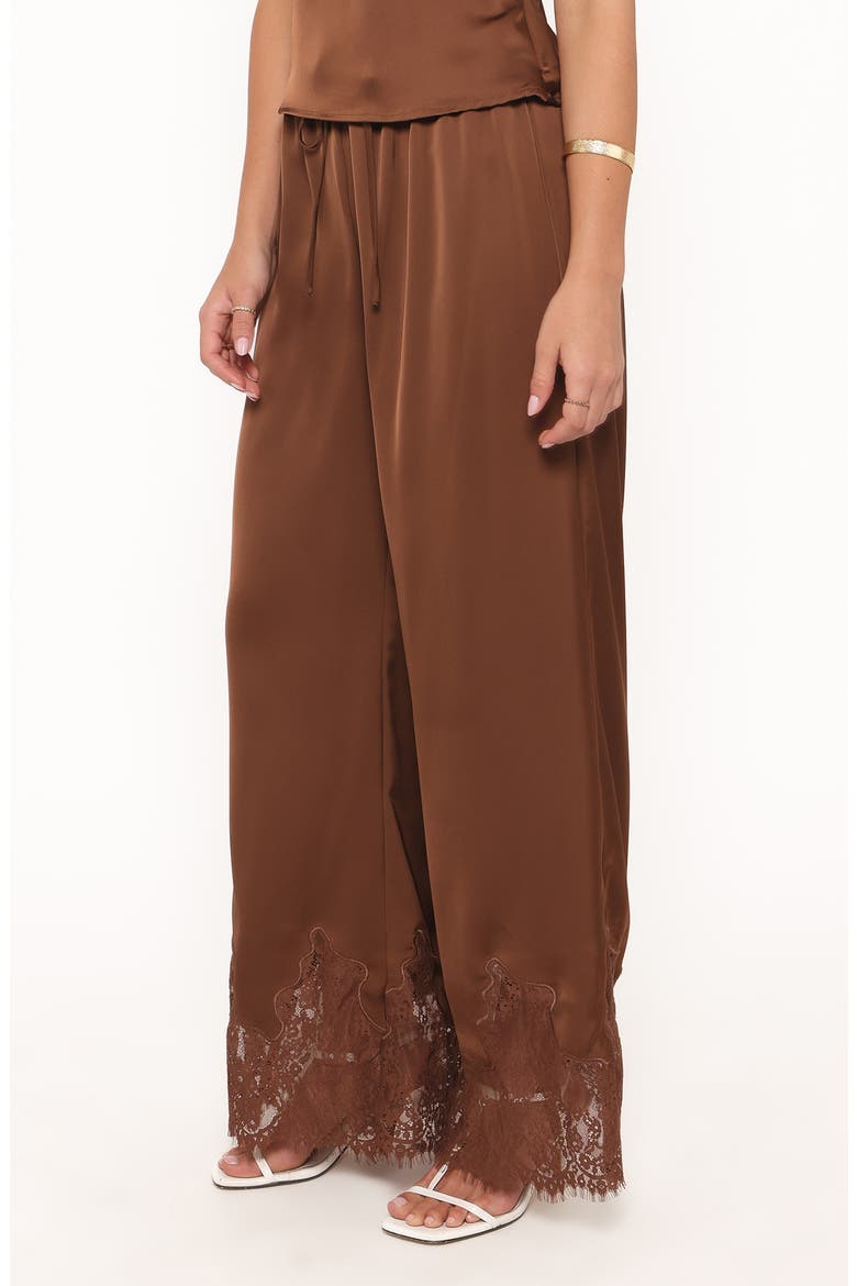 Viola Drawstring Waist Wide Leg Pants, Alternate, color, CHOCOLATE