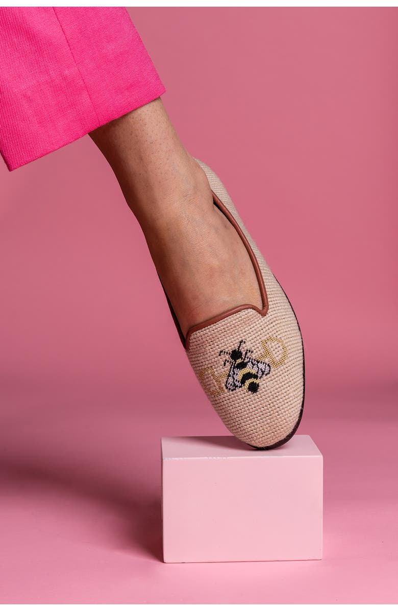 ByPaige Needlepoint Bee Flat, Alternate, color, Tan