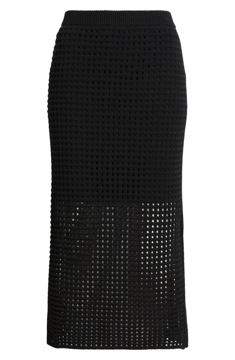 Nordstrom Mesh Stitch Midi Skirt, Alternate, color, Black