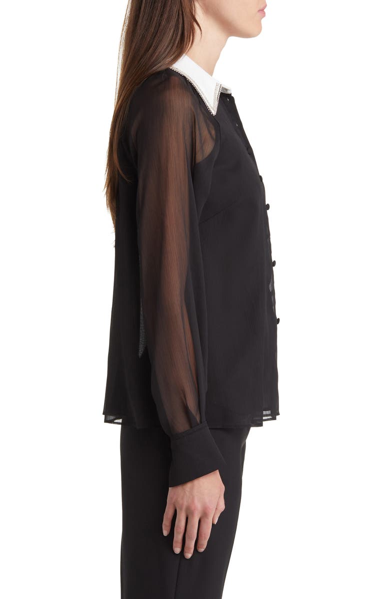 Ted Baker London Chayse Beaded Collar Chiffon Button-Up Shirt, Alternate, color, 