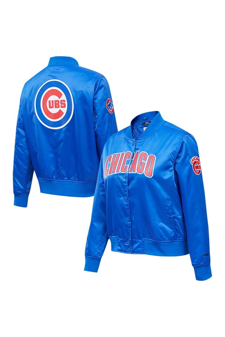Women's Pro Standard Royal Chicago Cubs Satin Full-Snap Varsity Jacket, Main, color, Royal