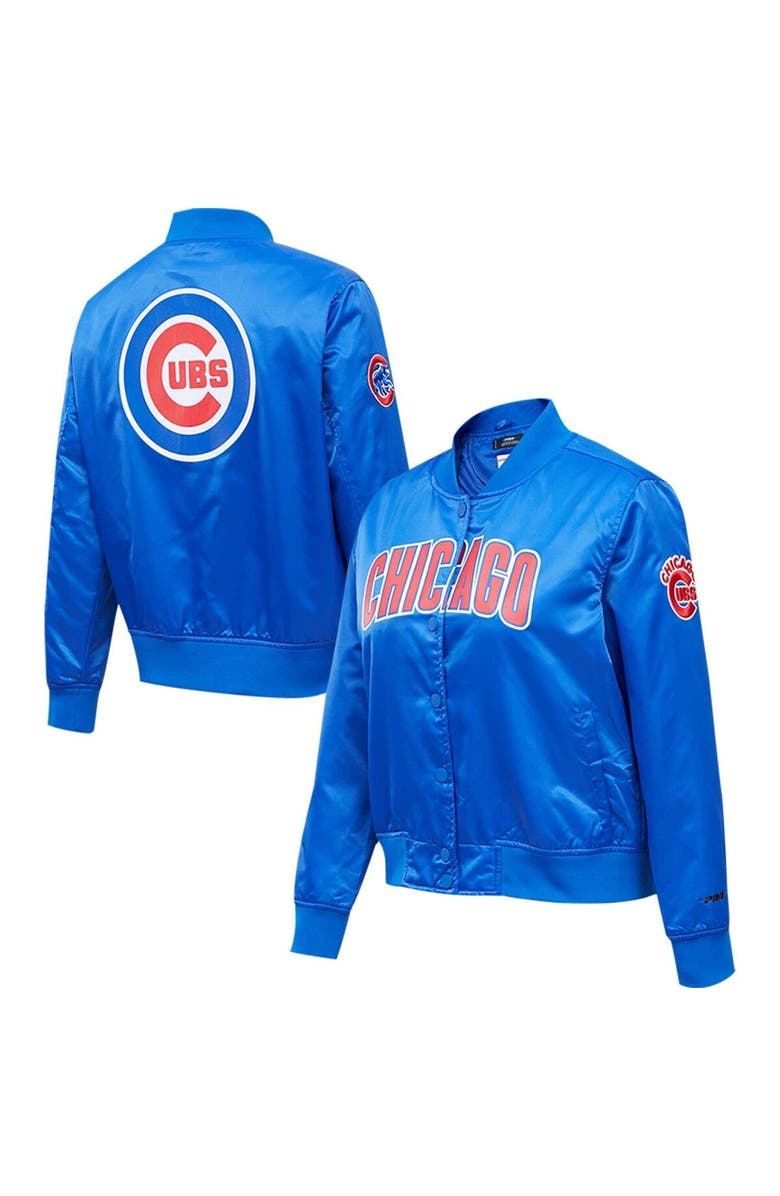 PRO STANDARD Women's Pro Standard Royal Chicago Cubs Satin Full-Snap Varsity Jacket, Main, color, 