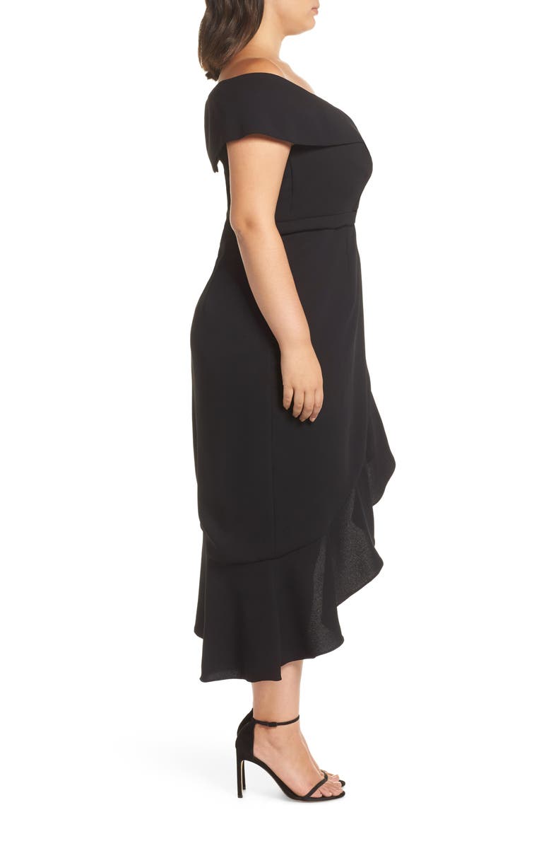 Xscape Evenings Xscape Off the Shoulder Ruffle Midi Dress, Alternate, color,