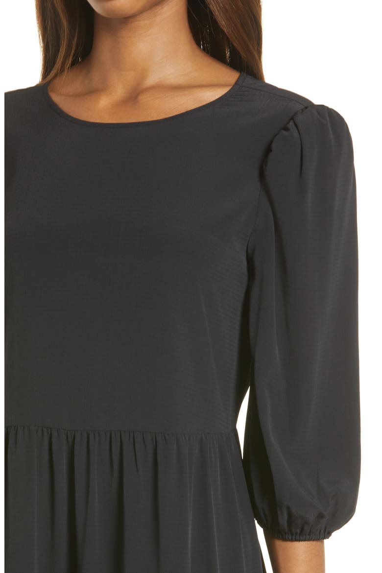 Tie Back Midi Dress, Alternate, color, BLACK
