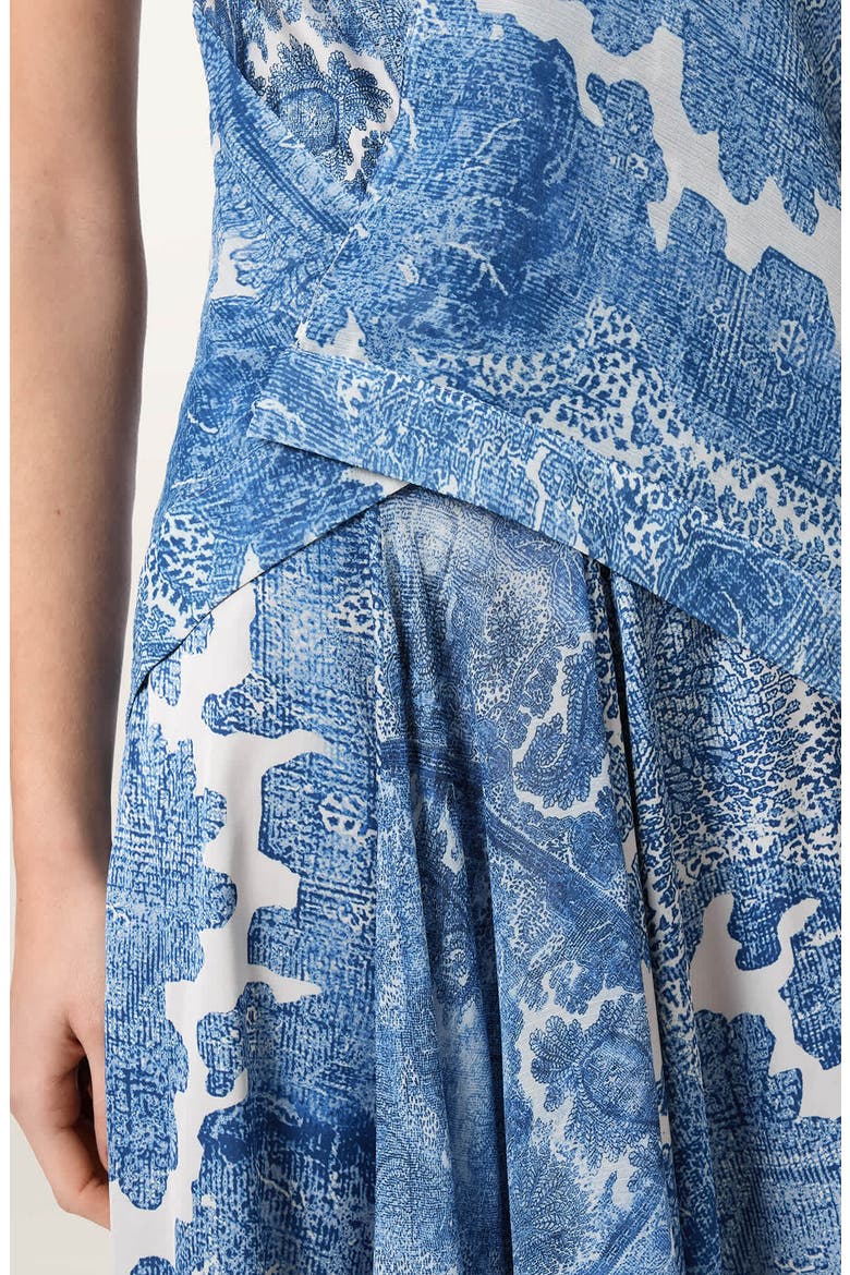 Prue Paisley Floral Asymmetric Hem Dress, Alternate, color, JOANNE BLUE