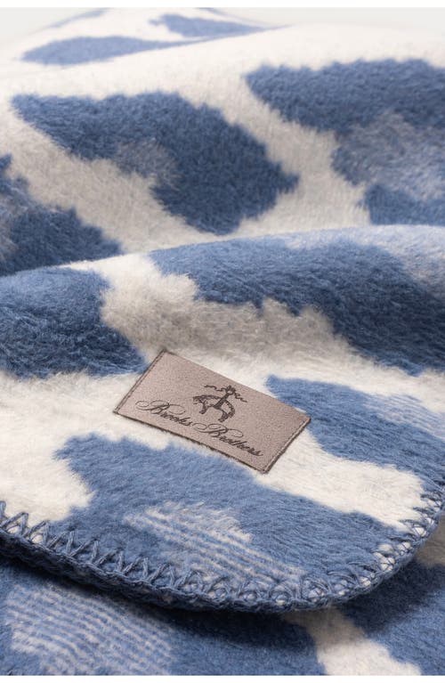 Brooks Brothers Leopard Print Throw Blanket In Blue