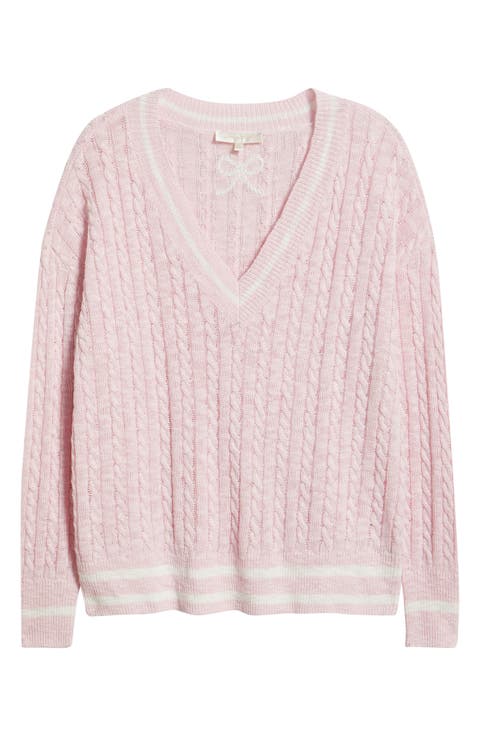 Jessanna Cotton & Linen Cable Knit Sweater