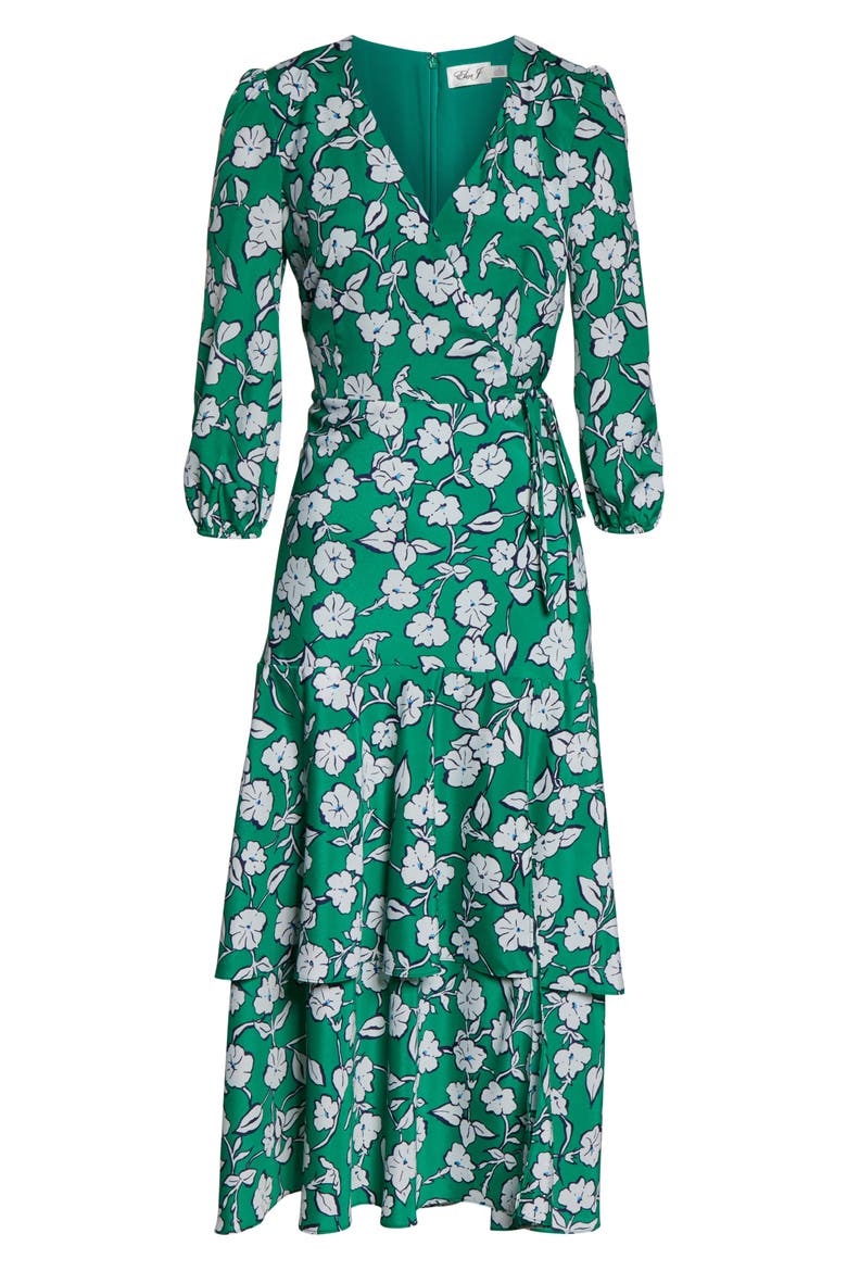 Asymmetrical Faux Wrap Maxi Dress, Alternate, color, GREEN