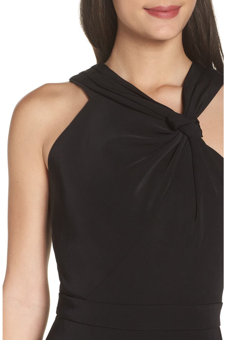 Twist Front Asymmetrical Cocktail Dress, Alternate, color, BLACK