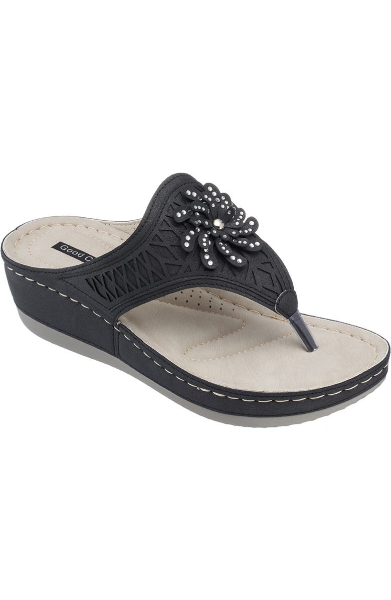 GOOD CHOICE NEW YORK Allie Floral Wedge Sandal, Main, color,