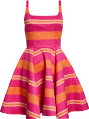 Emilia Wickstead Mona Stripe Taffeta Faille Fit & Flare Minidress