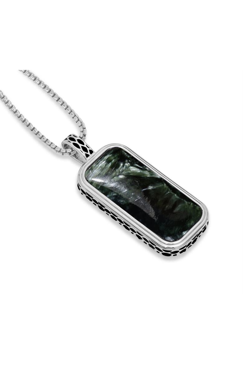 Seraphinite Sterling Silver Men Tag Necklace, Alternate, color, Silver