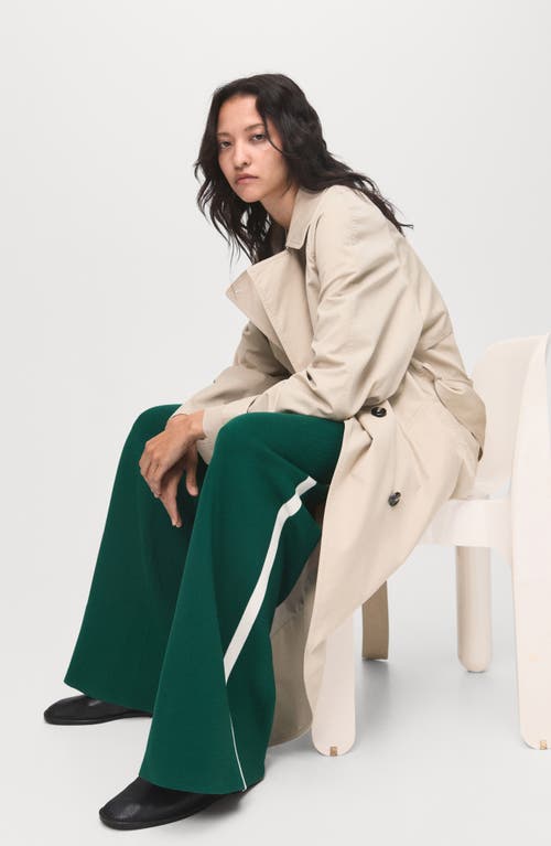Mango Side Stripe Pull-on Straight Leg Knit Pants In Green
