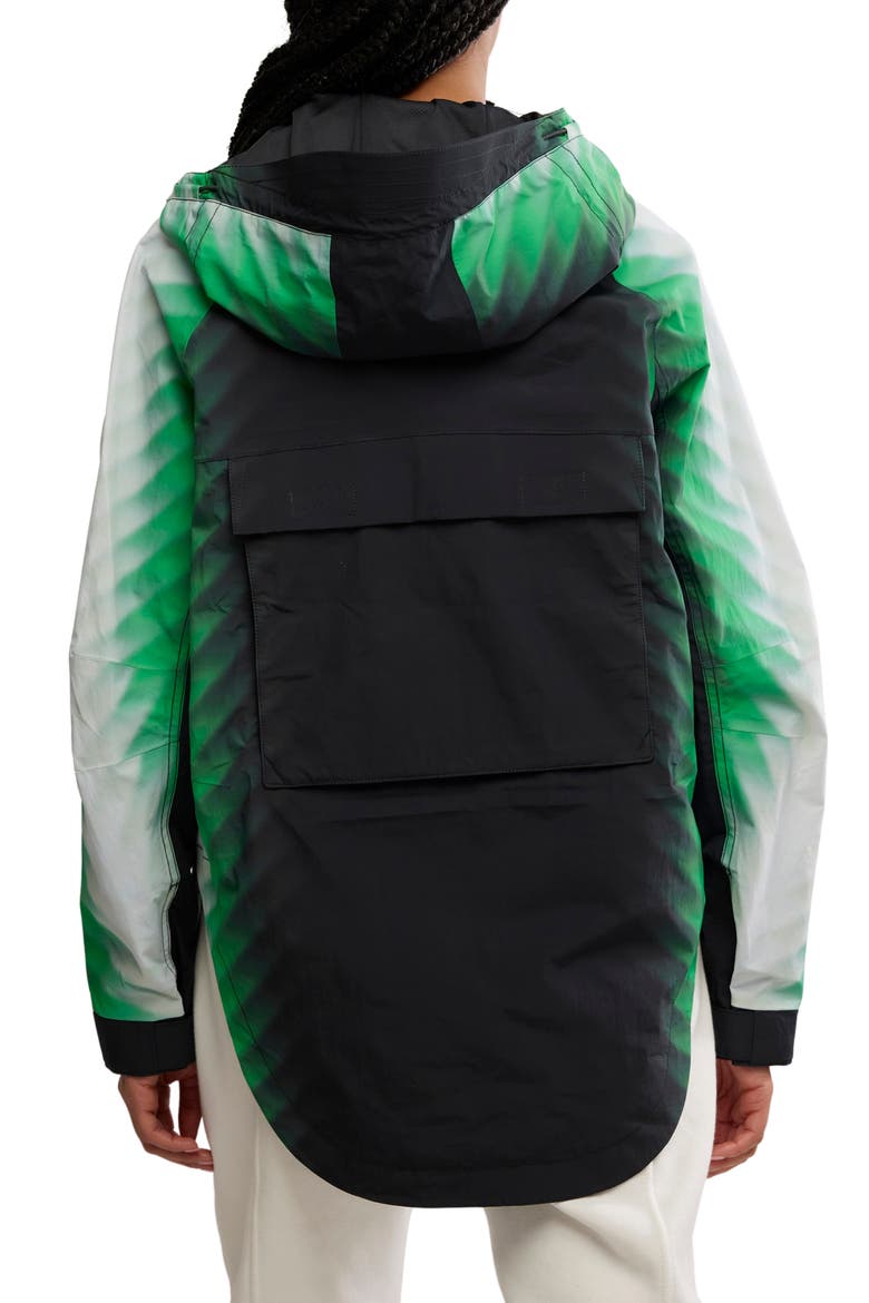 Print Waterproof Rain Jacket, Alternate, color, GREEN COMBO