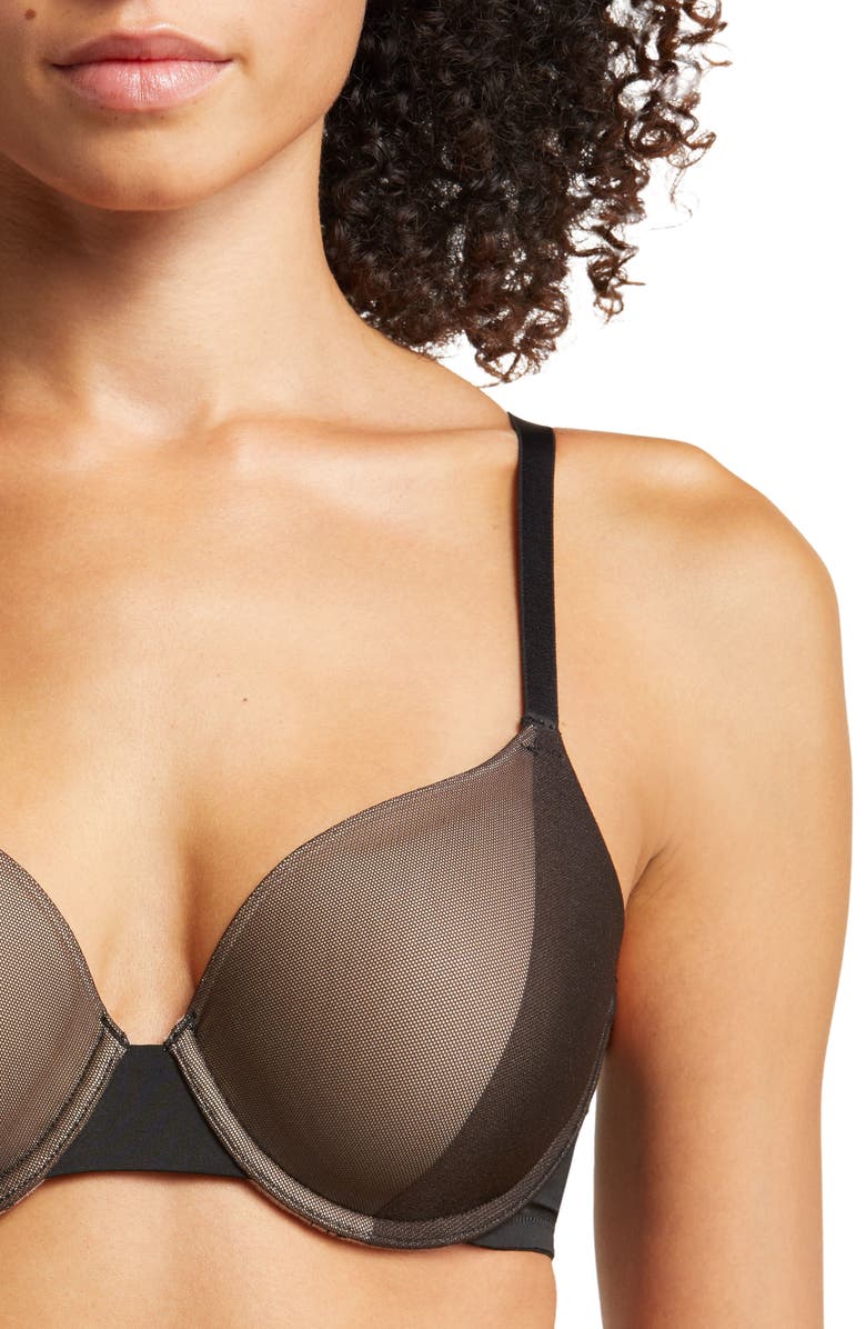 Natori Side Effect Contour T-Shirt Bra, Alternate, color, Black/ Cafe
