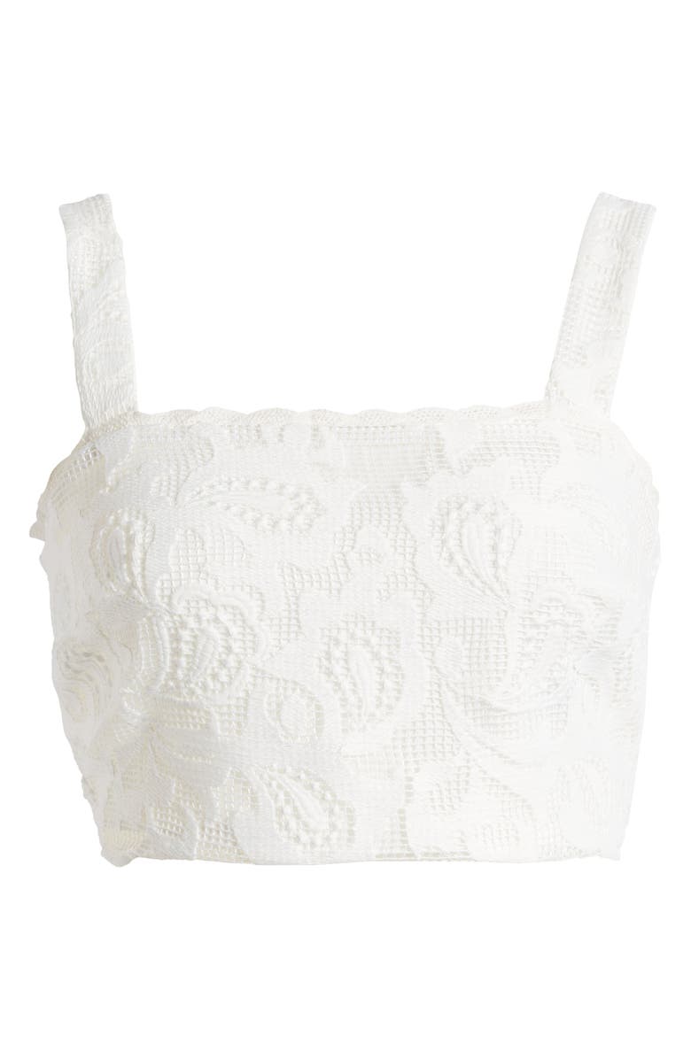 Topshop Lace Crop Top, Alternate, color, Ivory