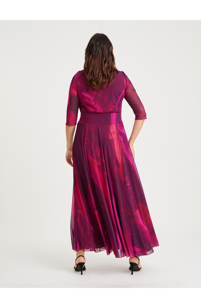Scarlett & Jo Elizabeth Abstract Print Mesh Maxi Gown, Alternate, color, Wine Abstract