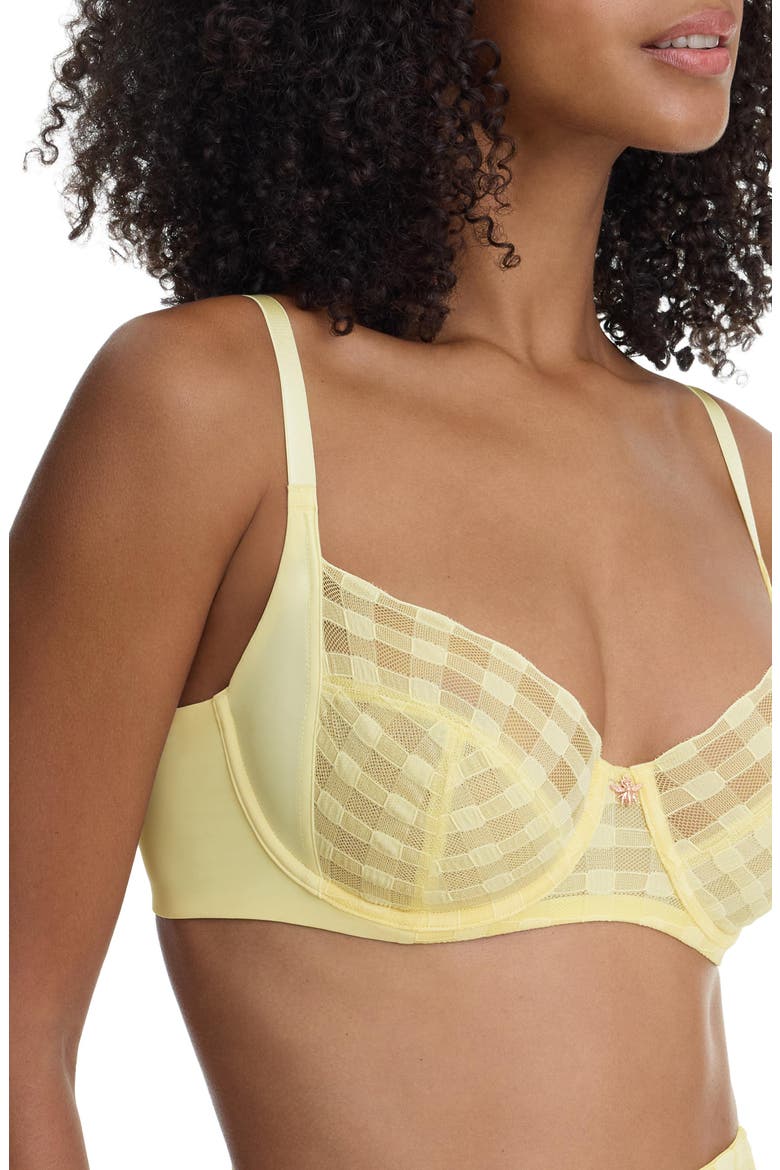 Bonbon Full Coverage Gingham Lace Bra, Alternate, color, Buttercream