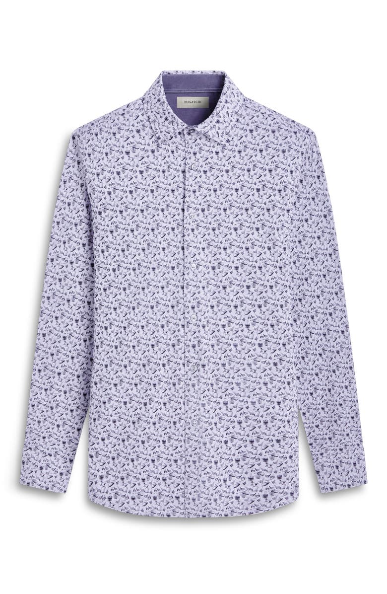 Bugatchi Jimmy OoohCotton<sup>®</sup> Cocktail Print Button-Up Shirt, Alternate, color, Zinc