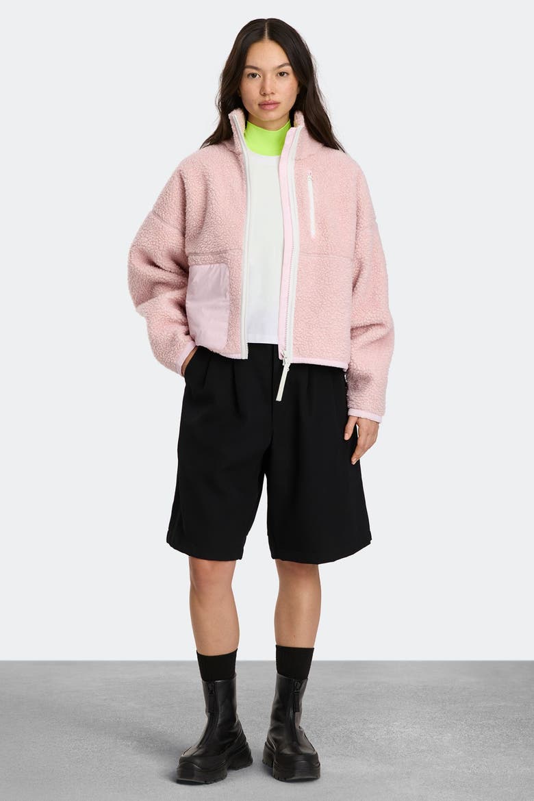 Simcoe Zip Up Fleece Jacket White Disc, Alternate, color, Bloom Pink