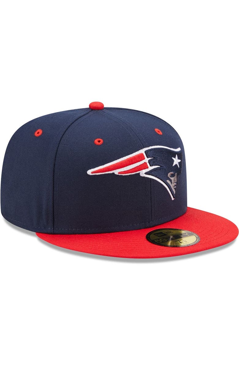New Era Men's New Era Navy/Red New England Patriots Two-Tone Flipside 59FIFTY Fitted Hat, Alternate, color, 