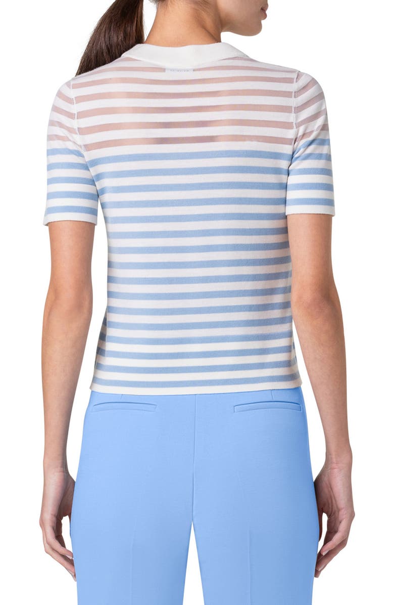 Akris punto Kodak Stripe Short Sleeve Sweater, Alternate, color,
