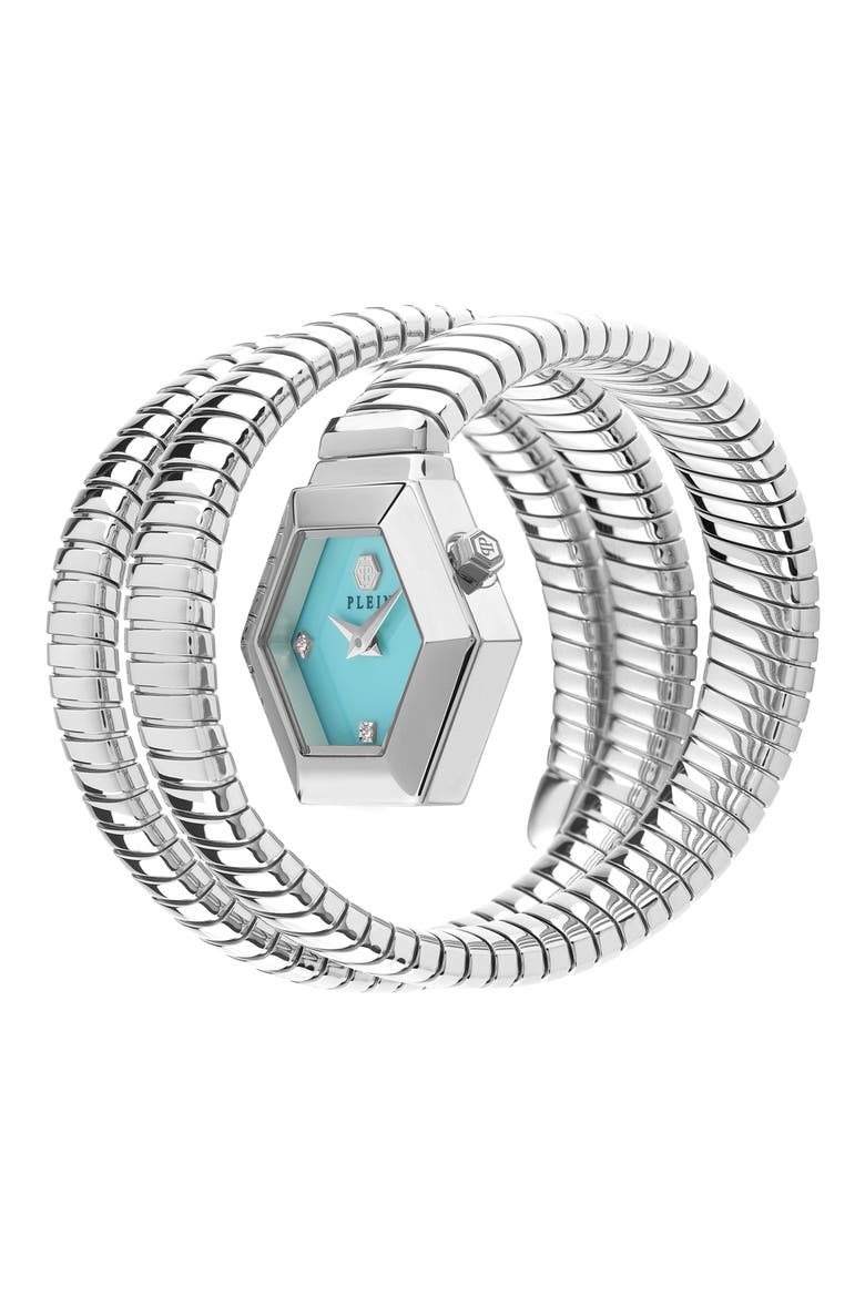 $nake Hexagon Crystal Bracelet Watch, 28mm, Alternate, color, STAINLESS STEEL