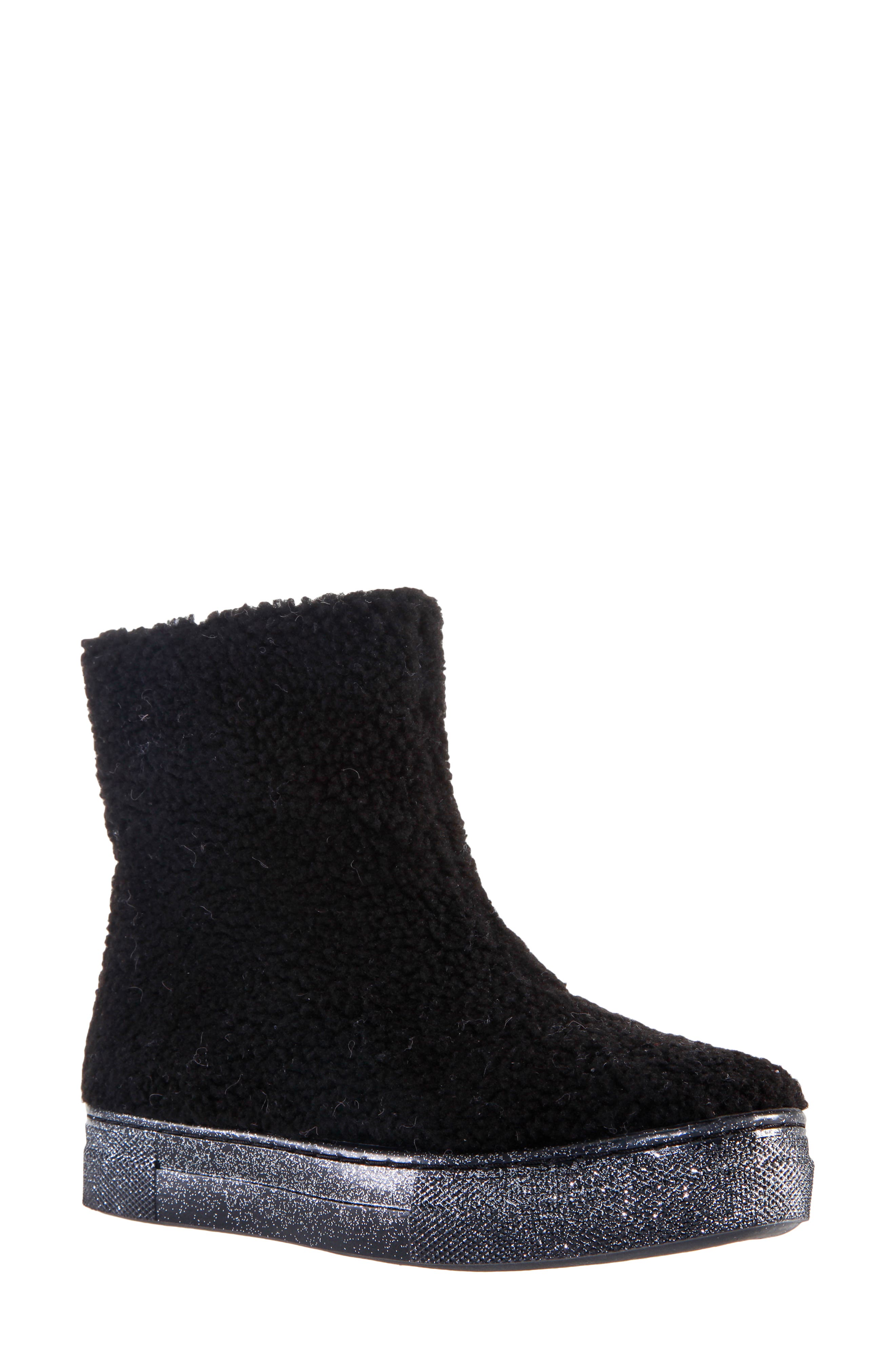 Nina Palva Faux Shearling Boot, Main, color, Black