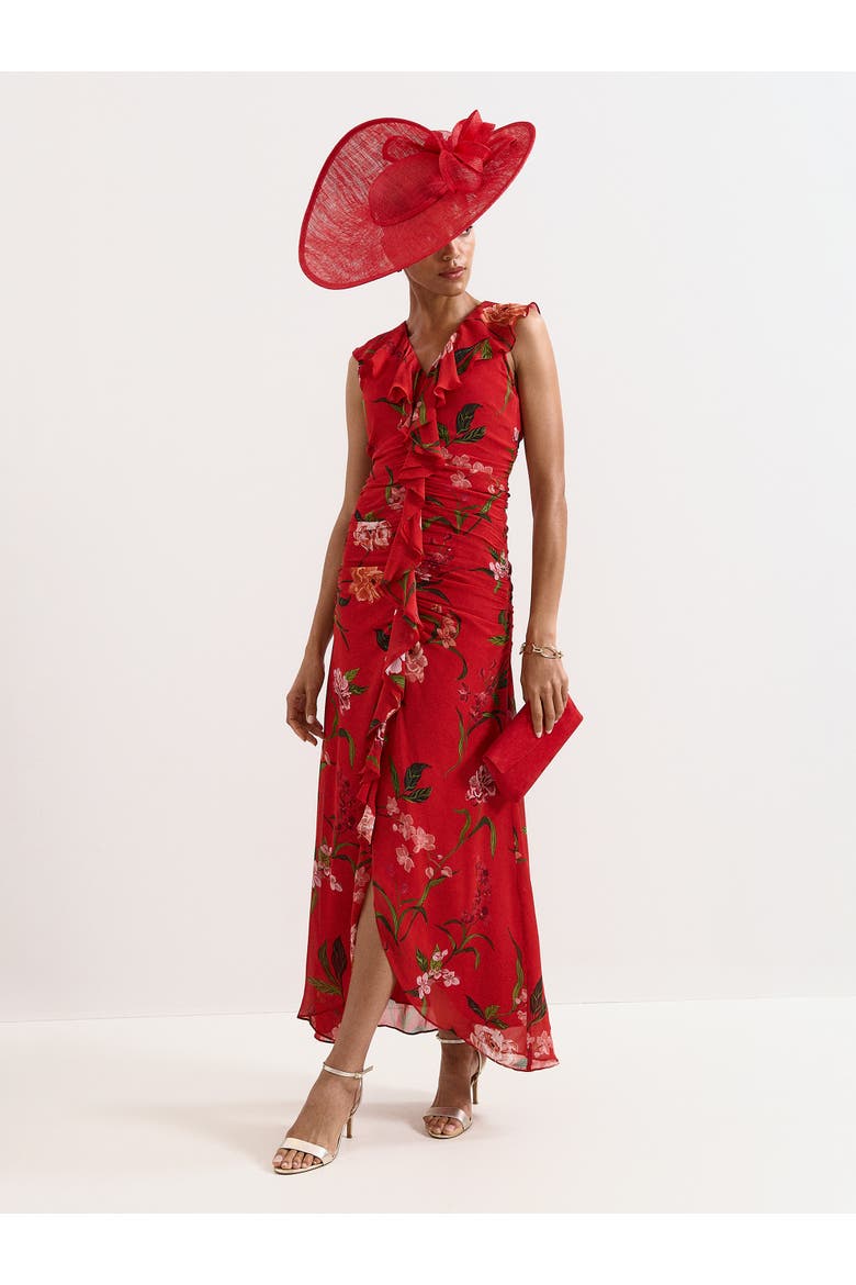 Mae V-Neck Floral Maxi Dress, Main, color, Red