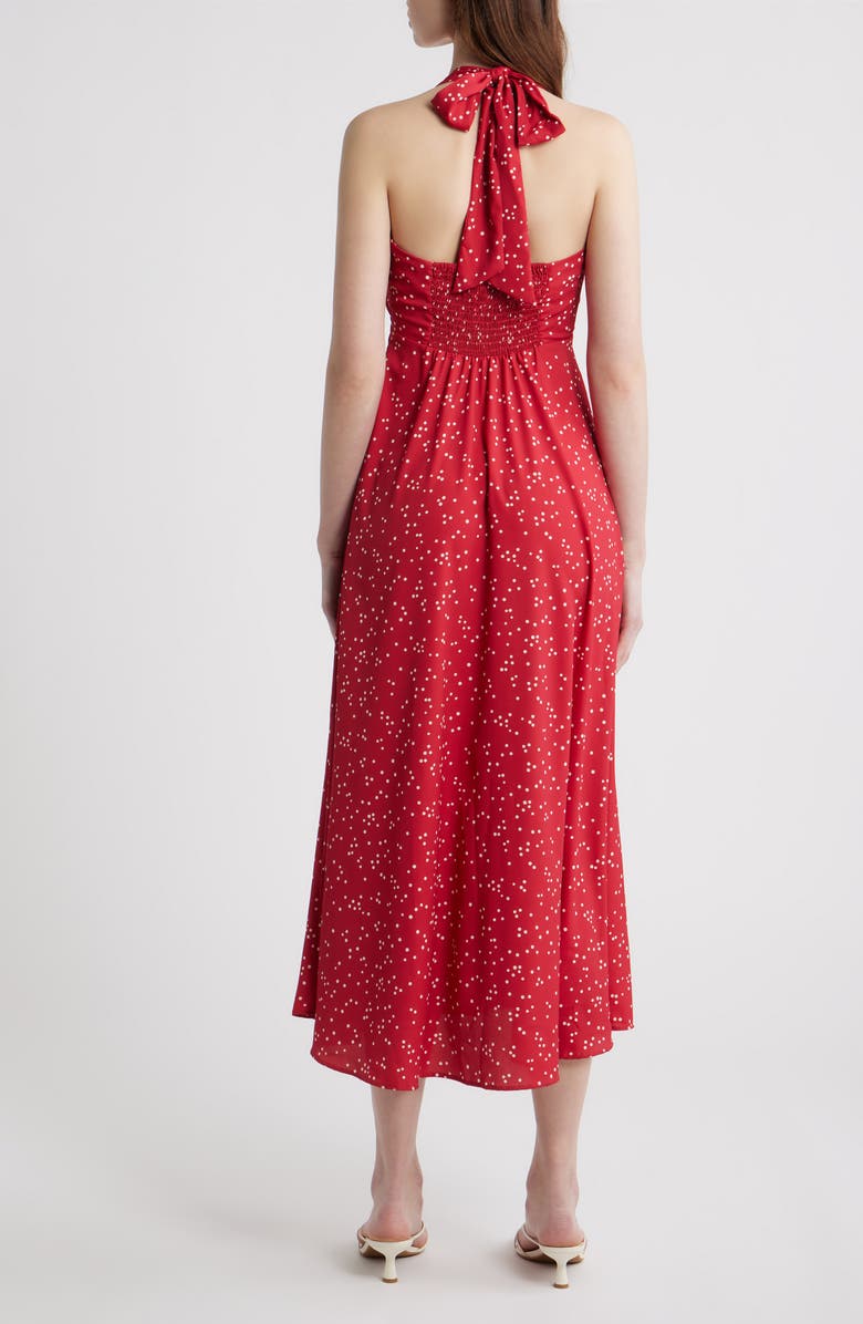 Faithfull the Brand Jennah Dot Print Halter Neck Midi Dress, Alternate, color, Linnea Dot Rosso