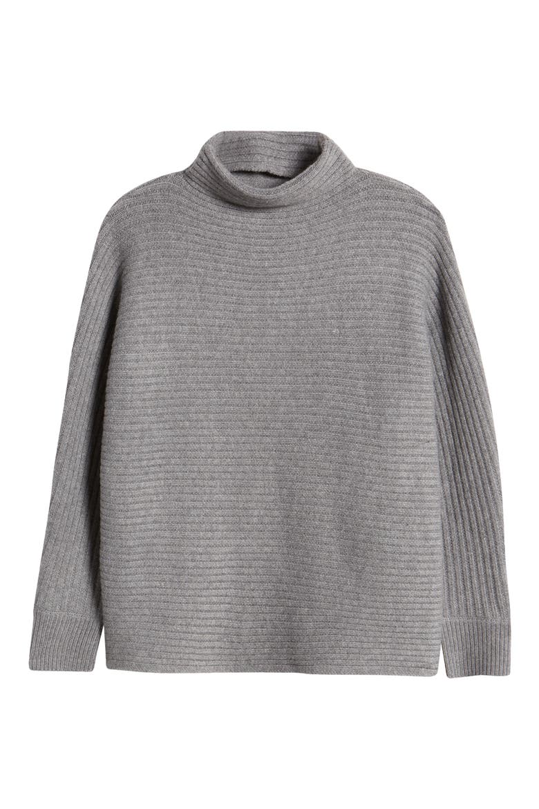 Horizontal Rib Mock Neck Sweater, Alternate, color, GRAPHITE HEATHER GREY