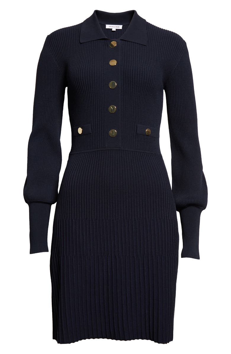 Veronica Beard Lauper Variegated Rib Long Sleeve Knit Dress, Alternate, color,