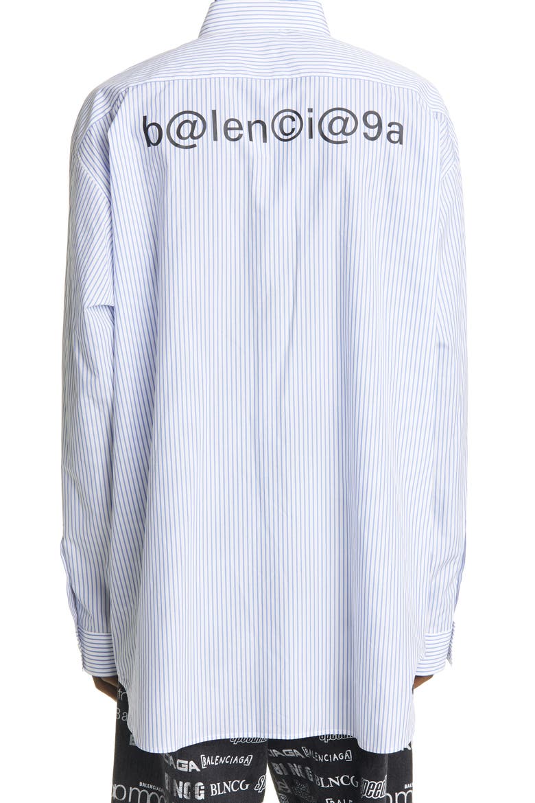 Stripe Cotton Button-Down Shirt, Alternate, color, WHITE/ BLUE