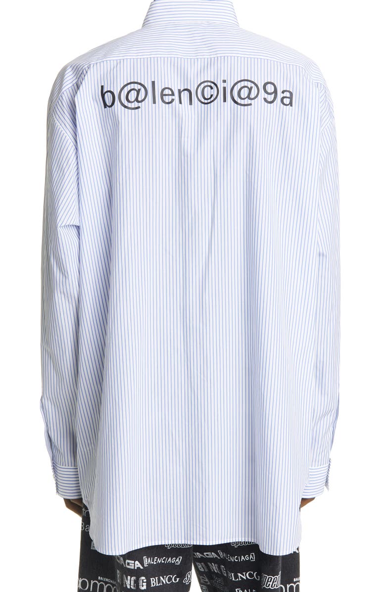 Balenciaga Stripe Cotton Button-Down Shirt, Alternate, color, 