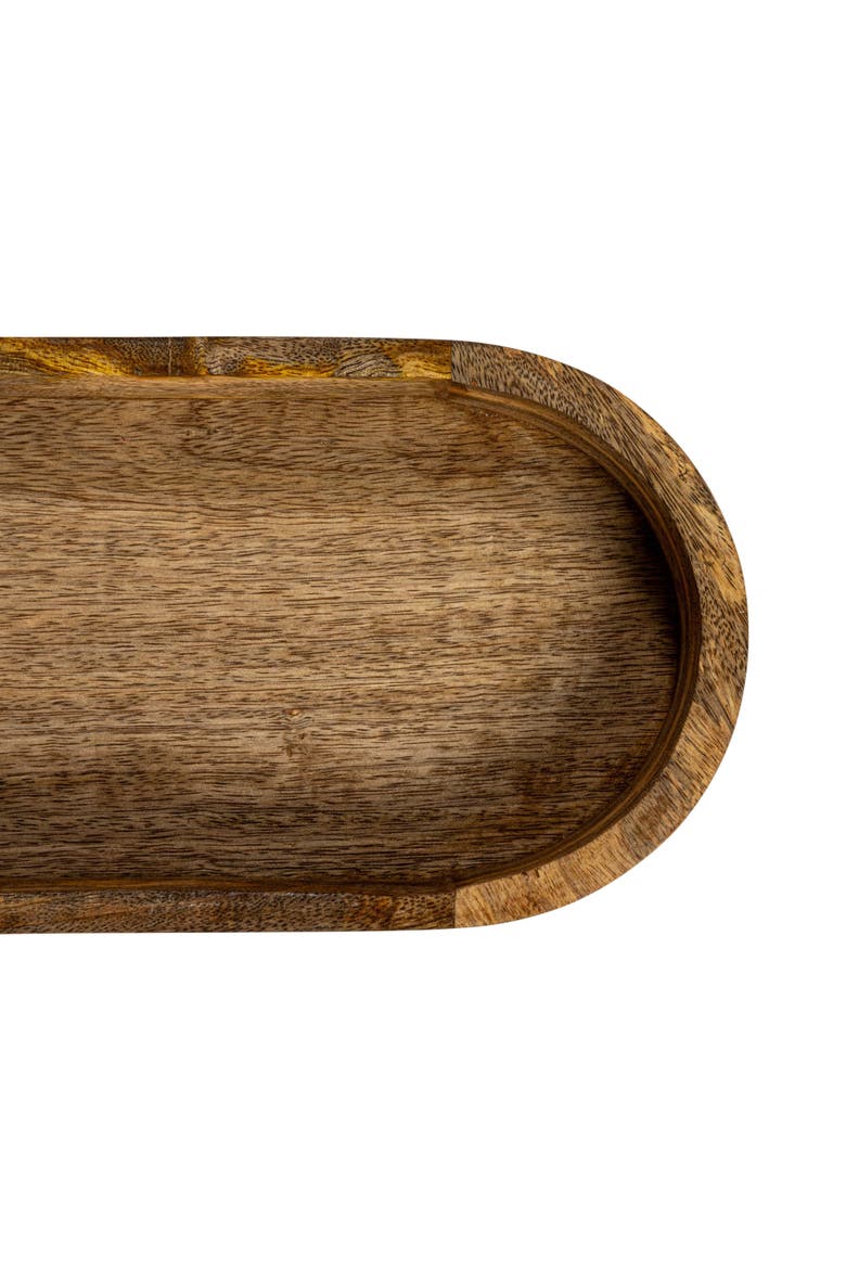 Mango Wood Footed Tray for Storage and Serving, Natural, Alternate, color, Natural