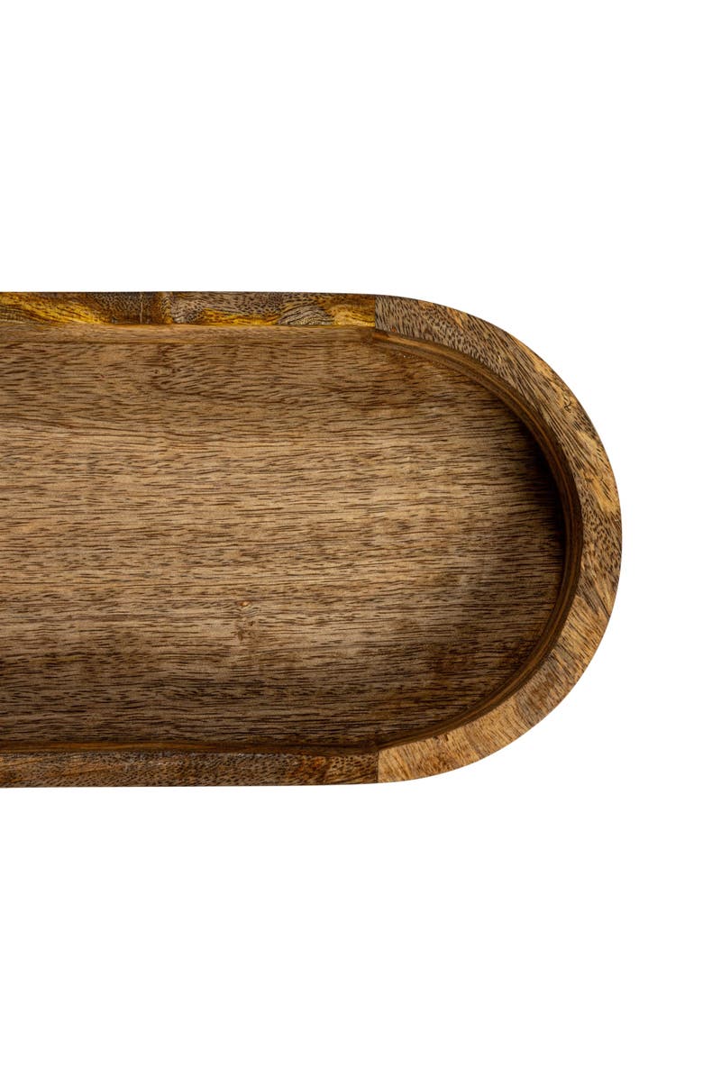Storied Home Mango Wood Footed Tray for Storage and Serving, Natural, Alternate, color, Natural