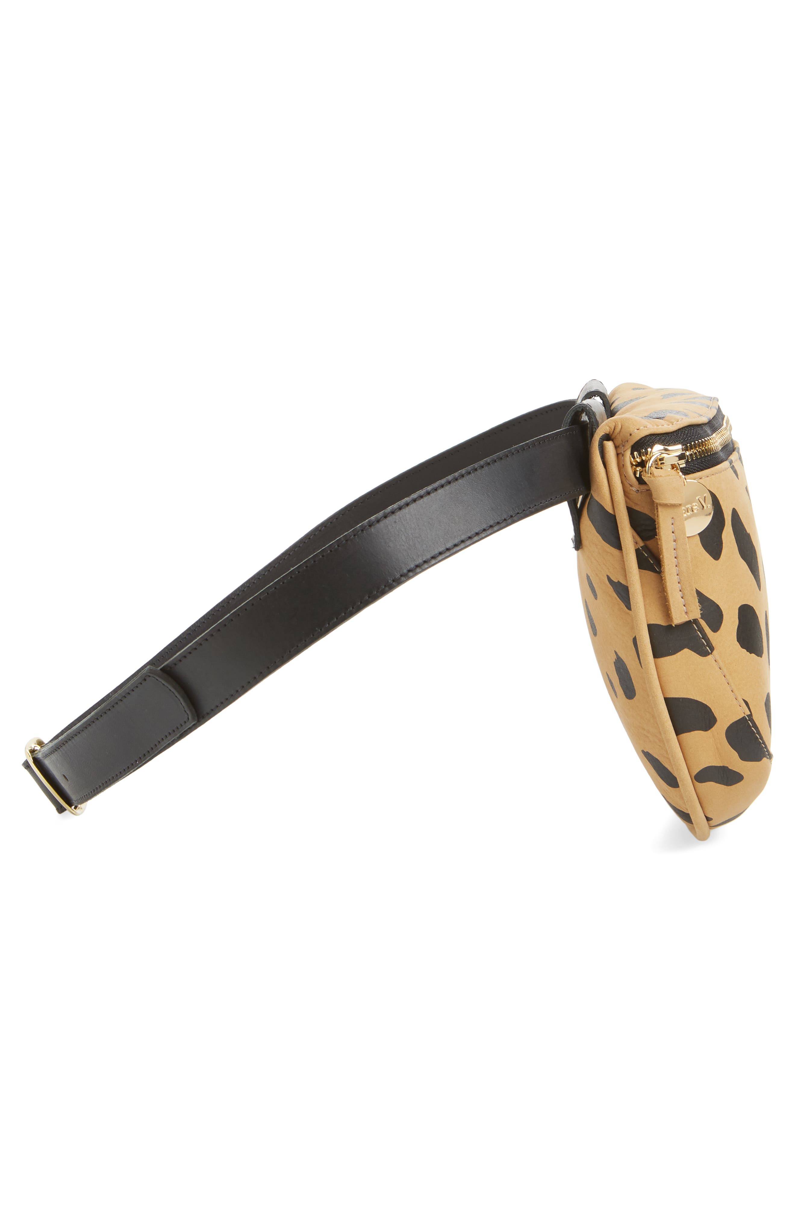 Jaguar Print Leather Fanny Pack, Alternate, color, CAMEL