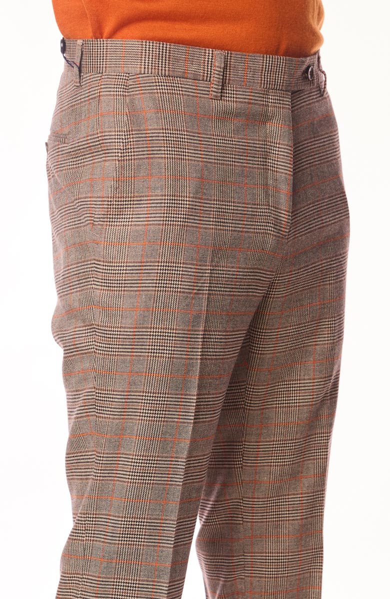 PAISLEY & GRAY Downing Slim Fit Flat Front Plaid Dress Pants, Alternate, color, Orange Pop Prince Of Wales
