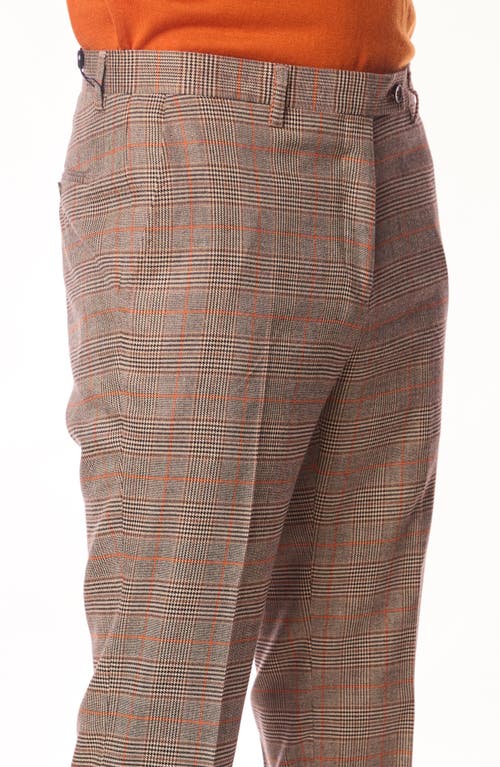 Paisley & Gray Downing Slim Fit Flat Front Plaid Dress Pants In Neutral
