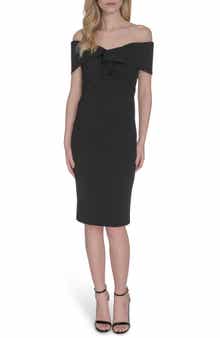 Vince Camuto Off the Shoulder Scuba Crepe Cocktail Midi Dress