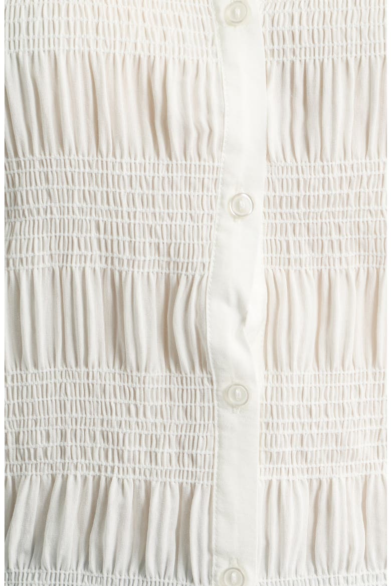 Smocked Button-Up Shirt, Alternate, color, WHITE