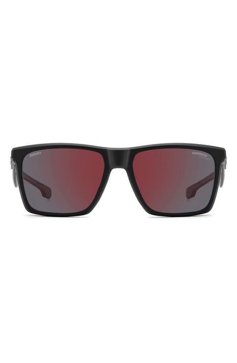 57mm Polarized Rectangular Sunglasses