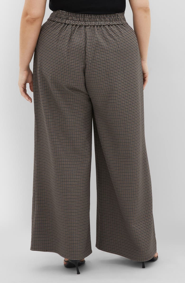 City Chic Tiana Houndstooth Check Wide Leg Pants, Alternate, color, Plaid