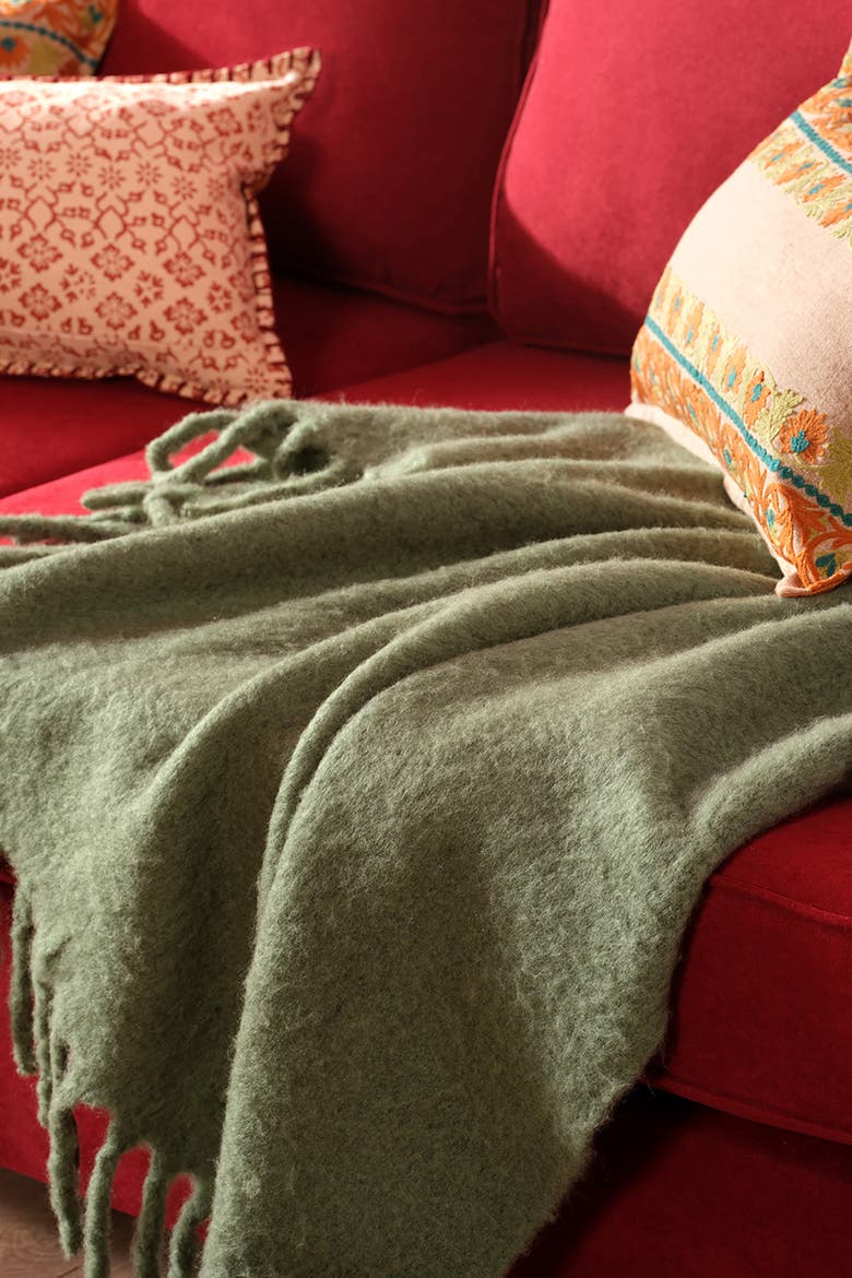 Ropar Fringed Acrylic Wool Throw 55X71 In, Alternate, color, Green