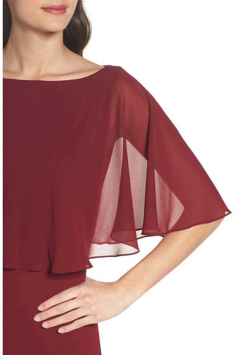 Popover Chiffon Gown, Alternate, color, GARNET