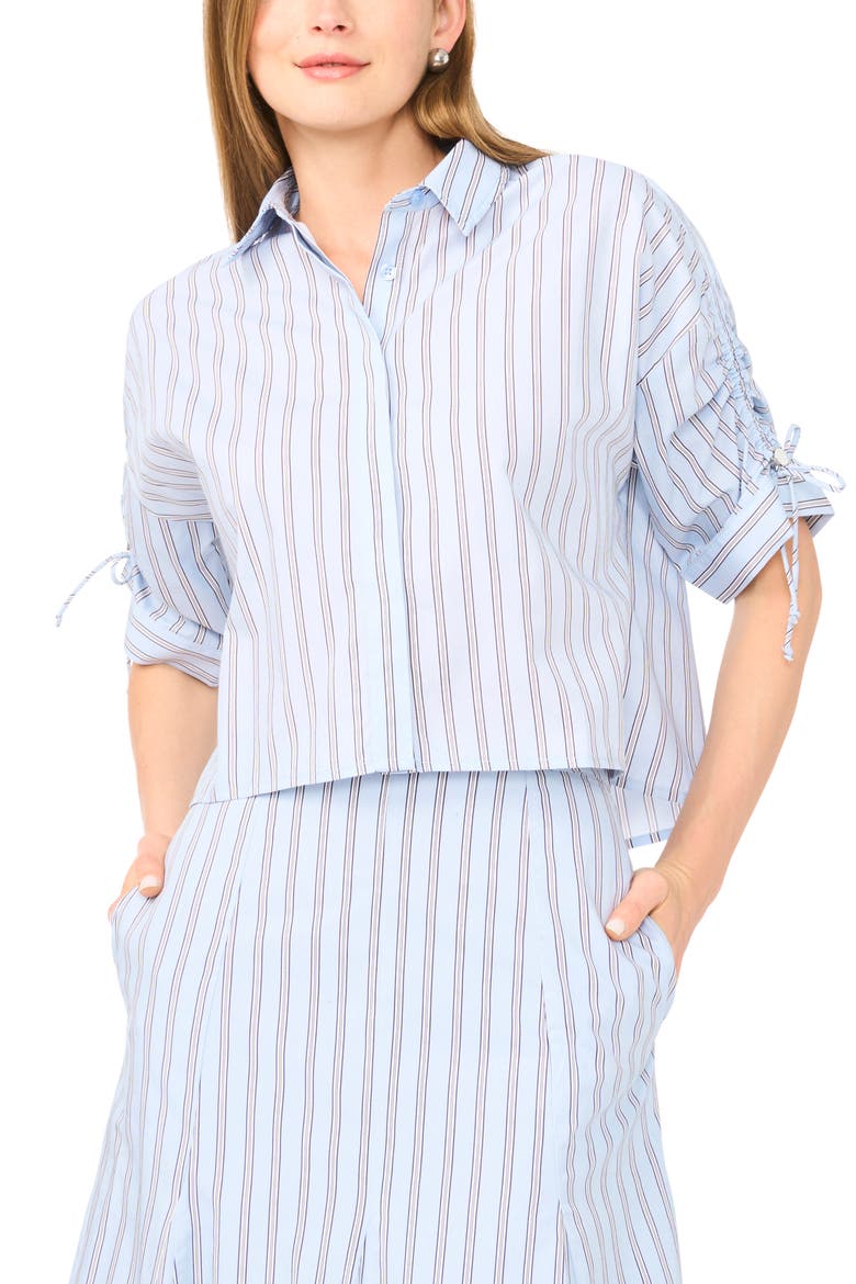 Gathered Sleeve Shirt, Alternate, color, XENON BLUE