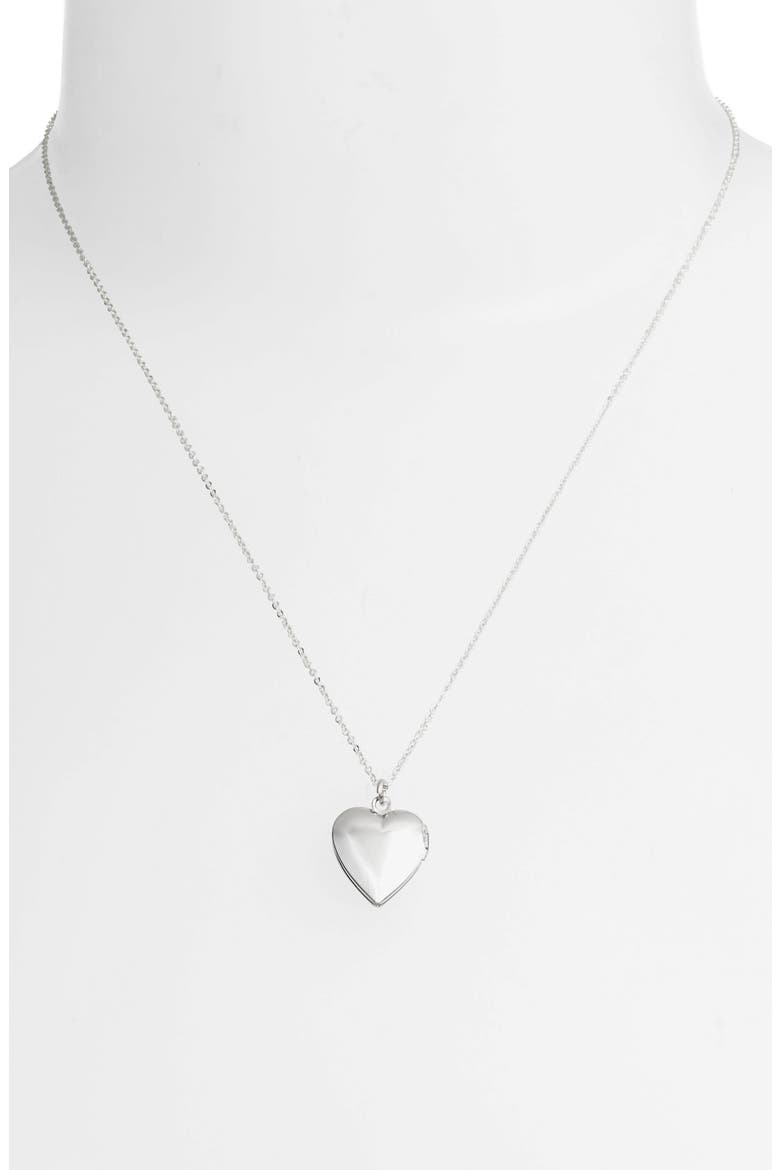 Roxy Heart Locket Necklace, Alternate, color, SILVER